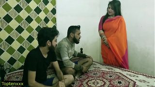 Sizzling Hindi Threesome: Mature Aunty Malkin Ravished By Two Eager Young Studs