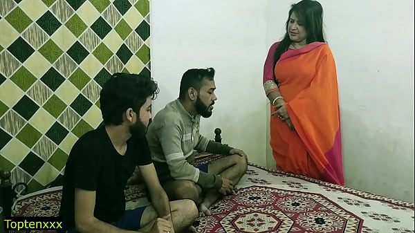Sizzling Hindi Threesome: Mature Aunty Malkin Ravished By Two Eager Young Studs
