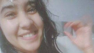 Indian Teen Flaunts Soaking Wet See-through Bra In The Bathroom, All Seductive Curves On Display