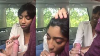 Tamil Vixen’s Oral Treat In The Car With Her White Lover, Caught On Mms