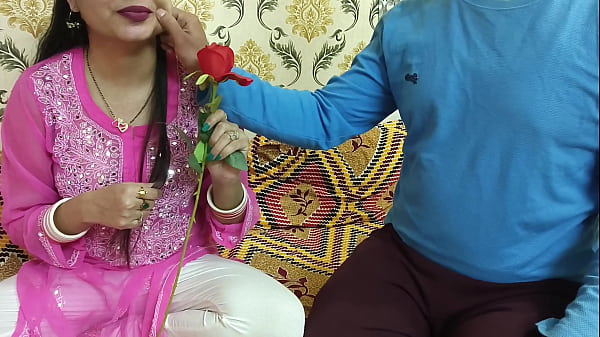 Indian Beautiful Husband And Wife Celebrate Special Valentine Week Happy Rose Day Dirty Talk In Hindi Voice, She Gives Him A Footjob